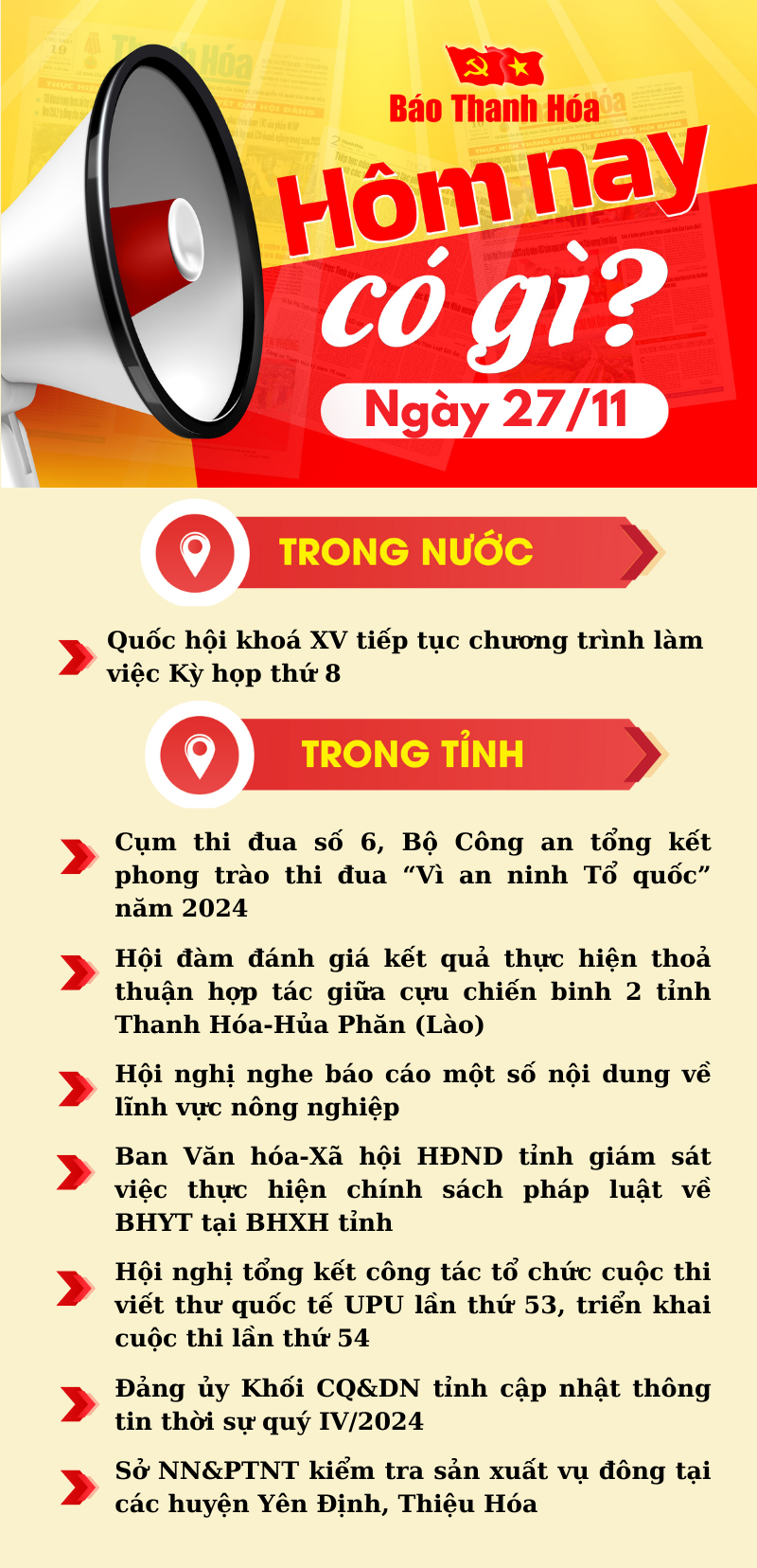 Hôm nay có gì? - Sự kiện nổi bật ngày 27/11/2024