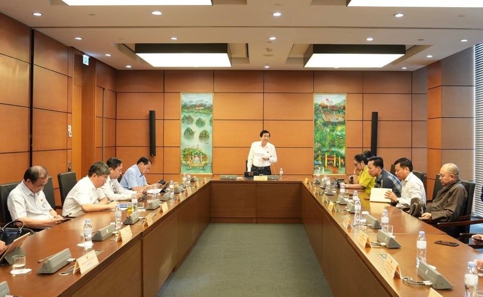 Scène de séance de discussion du groupe 8 (comprenant les délégations de l'Assemblée nationale des provinces de Vinh Long, Dien Bien, Kon Tum et de la ville de Can Tho). Photo : Hong Thai