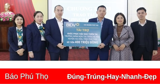 Trao tài trợ khắc phục hậu quả thiên tai tại huyện Hạ Hòa