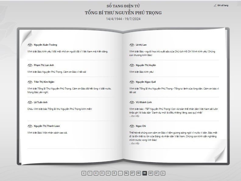 Gần 1.000 lời ghi sổ tang điện tử kính viếng Tổng Bí thư Nguyễn Phú Trọng trên báo Hải Dương