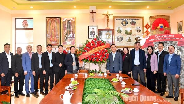 Vice Chairman of the Provincial People's Committee Hoang Viet Phuong congratulates parishes on Christmas