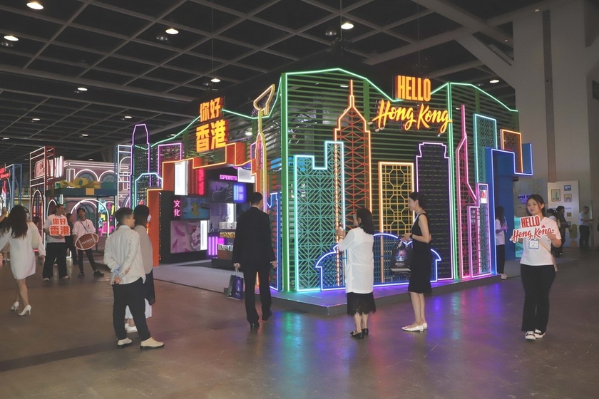 Khu trưng bày của đơn vị chủ nhà Hong Kong tại triển lãm. (Ảnh: Xuân Vịnh/TTXVN)