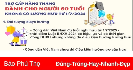 Trợ cấp hằng tháng dành cho người 60 tuổi không có lương hưu từ 1/7/2025