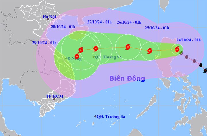 วันนี้ 24 ต.ค. พายุ จ่ามี จะเข้าสู่ทะเลตะวันออก (ที่มา: NCHMF)