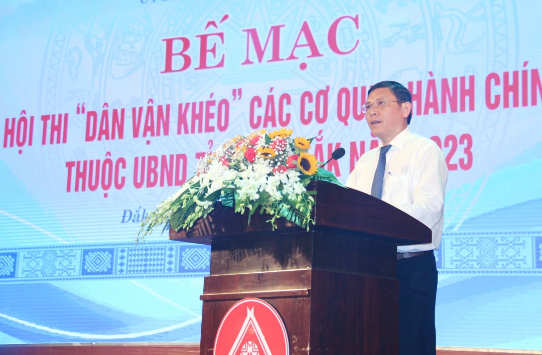 Phó Chủ tịch Thường trực UBND tỉnh Nguyễn Tuấn Hà phát biểu bế mạc hội thi.