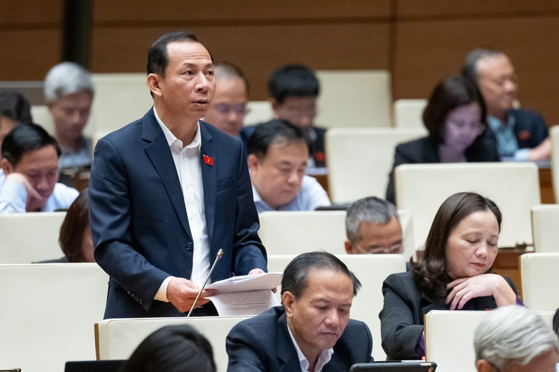 National Assembly Delegate Vo Manh Son (National Assembly Delegation of Thanh Hoa Province) contributed comments on the draft Law on Employment (amended)