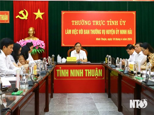 Thường trực Tỉnh ủy làm việc trực tuyến với Ban Thường vụ Huyện ủy Ninh Hải