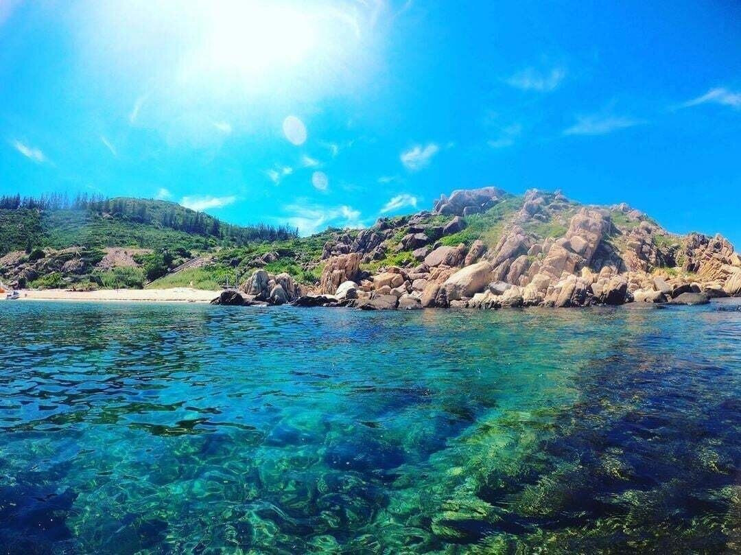 Al llegar a Cu Lao Xanh, los turistas pueden disfrutar nadando o buceando para ver los corales.