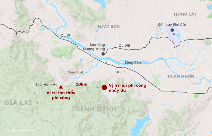 Lieu de largage du parachute et où les pilotes Nguyen Hong Quan et Nguyen Van Son ont été retrouvés. Graphismes : Khanh Hoang