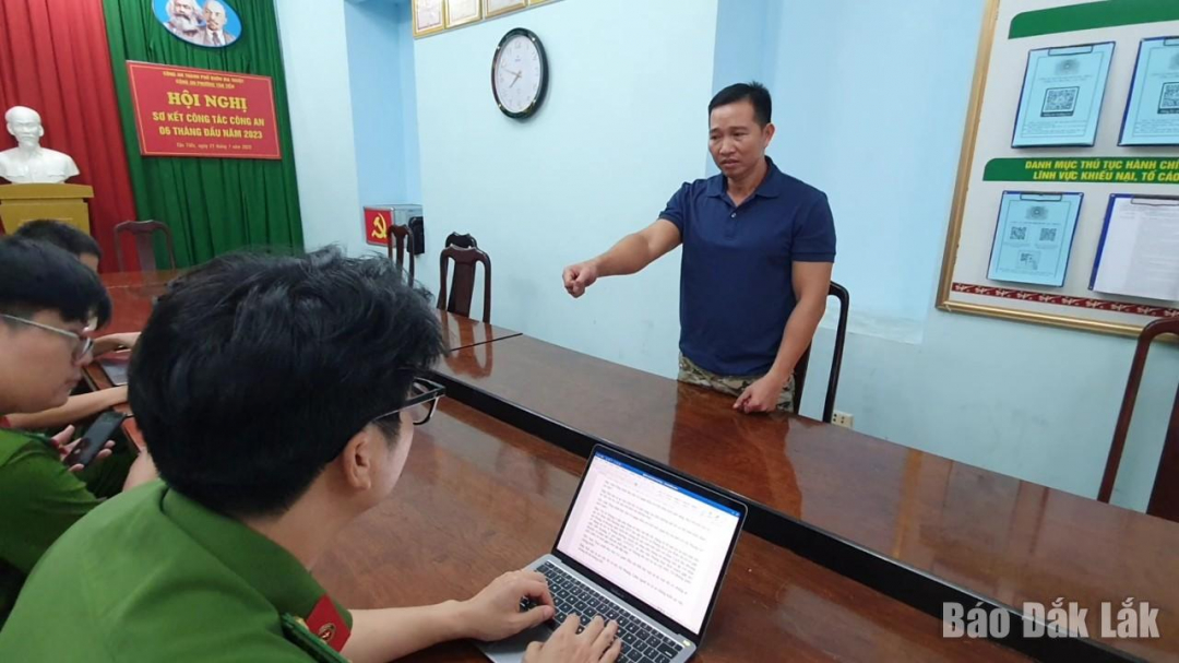Đối tượng Thụy tại cơ quan điều tra.