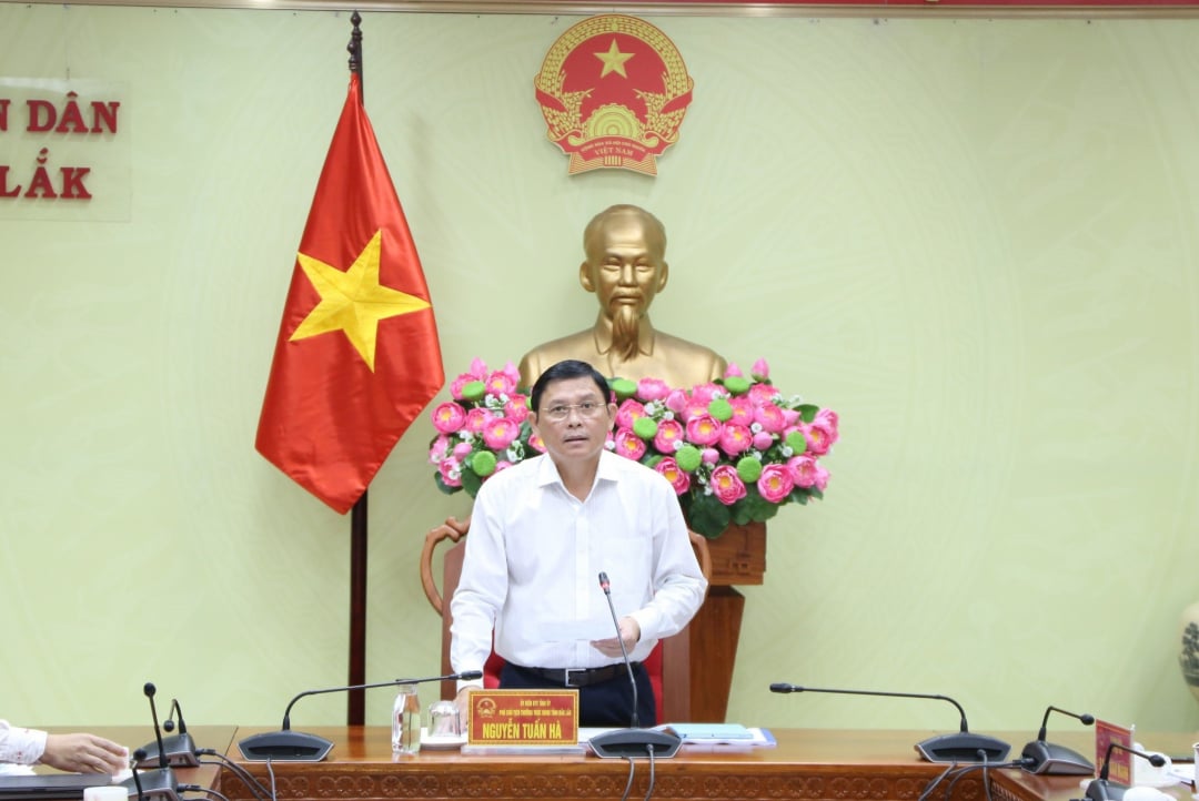Phó Chủ tịch Thường trực UBND tỉnh Nguyễn Tuấn Hà phát biểu kết luận hội nghị.