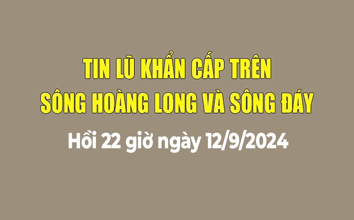 Tin lũ khẩn cấp trên sông Hoàng Long và sông Đáy (22h ngày 12/9/2024)