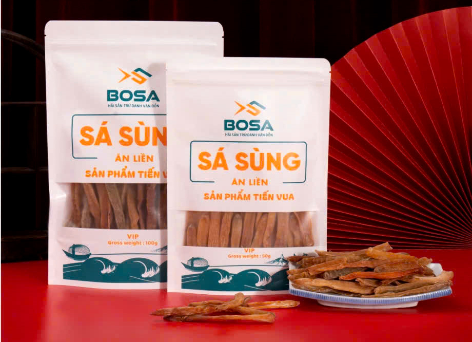 Sản phẩm sá sùng ăn liền thương hiệu Bosa.