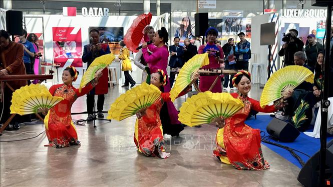 Traditionelle vietnamesische Musik und Kunst erstrahlen im Frankophonen Dorf