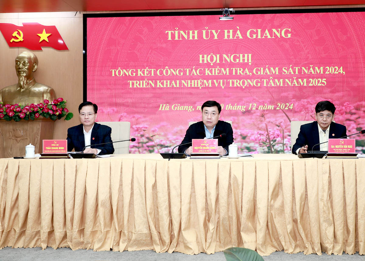 Nguyen Manh Dung 도당위원회 대행 비서와 도당위원회 검사위원회 지도자들이 회의를 주재했습니다.
