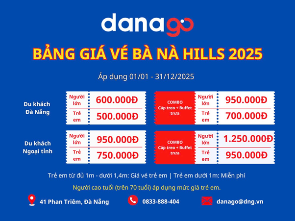 DANAGO gibt die Ticketpreisliste für Ba Na Hills 2025 bekannt