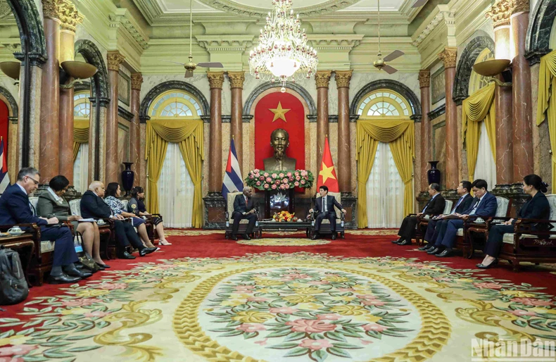 President Luong Cuong meets with President of the National Assembly and President of the Council of State of Cuba Esteban Lazo Hernandez