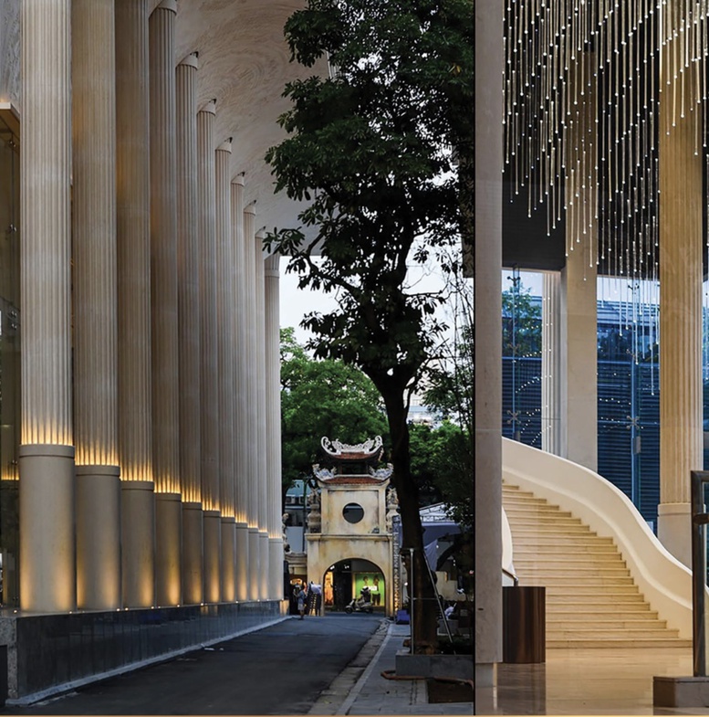 Alle traditionellen vietnamesischen Kulturmerkmale sind geschickt in jedes Detail dieses modernen architektonischen Werks integriert.