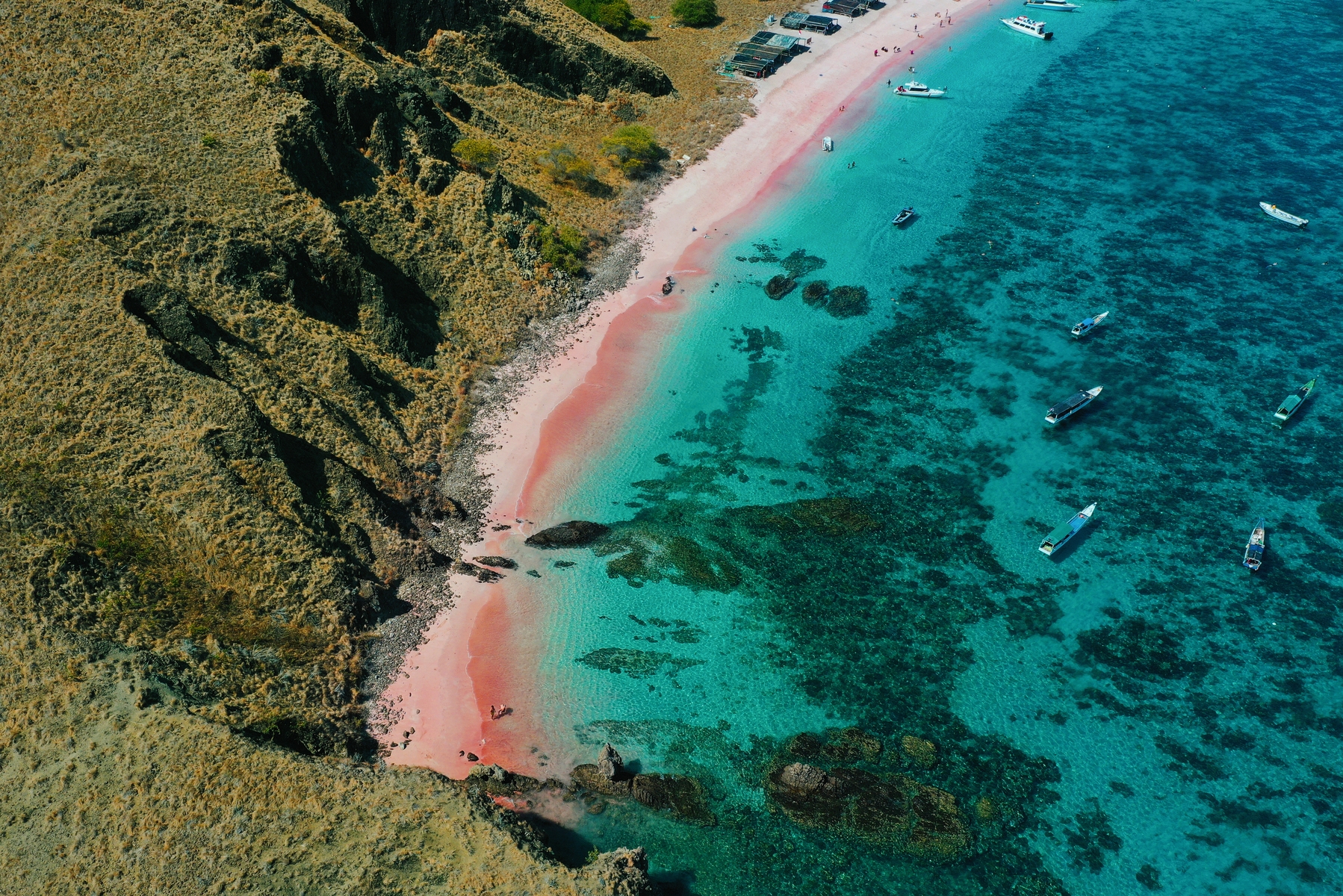 La plage rose d'Indonésie vue par les touristes vietnamiens