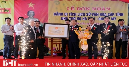 Nhà thờ họ Hà - An Mỹ đón nhận bằng di tích lịch sử văn hóa cấp tỉnh