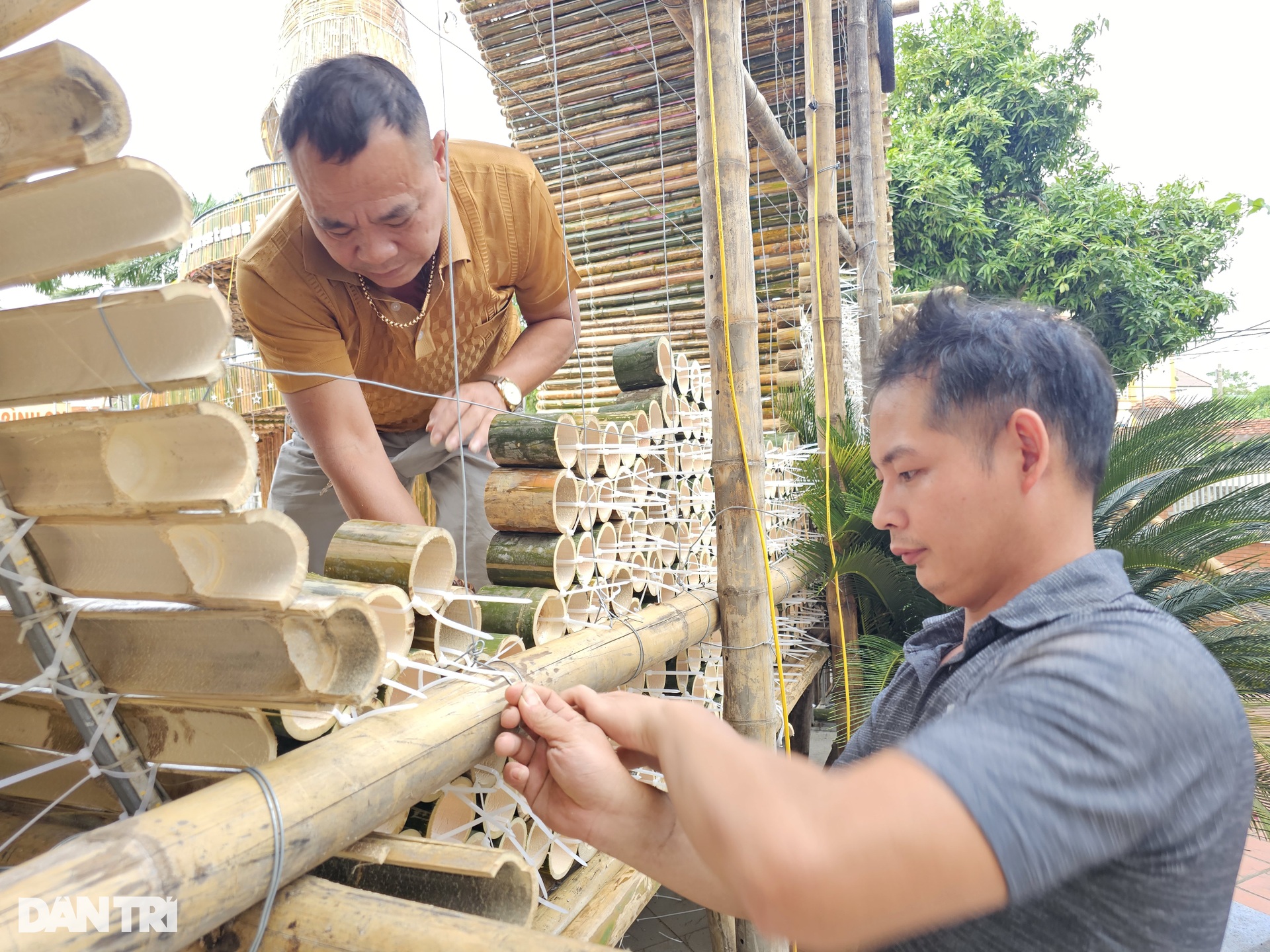 Độc đáo cây thông đón Giáng sinh làm từ 1.400 cây tre, nứa - 3