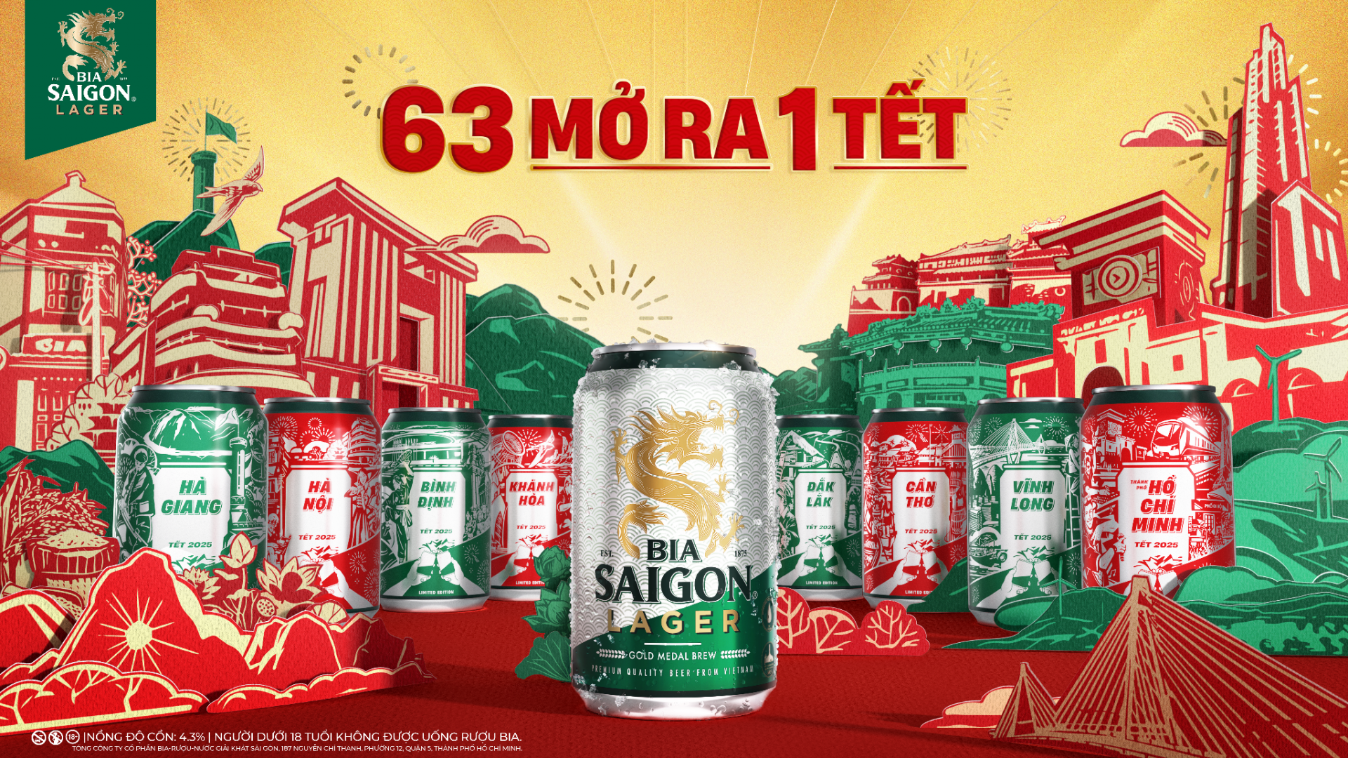 The characteristics of 63 provinces and cities of Vietnam are meticulously designed by Saigon Lager Beer in the limited edition for Tet 2025.