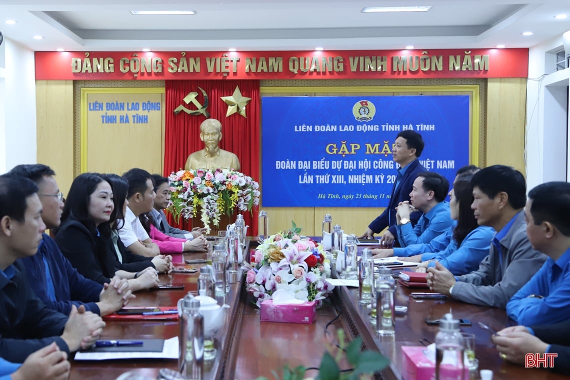 Meeting with Ha Tinh delegation attending Vietnam Trade Union Congress