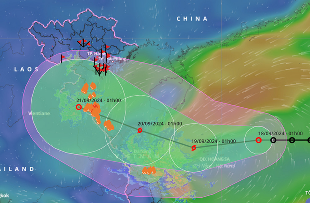 Forecast of the path and area of ​​influence of the tropical depression that may strengthen into storm No. 4. (Source: KTTV)