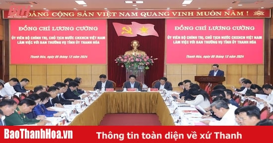 [Mise à jour] - Le président Luong Cuong travaille avec le Comité permanent du Comité provincial du Parti de Thanh Hoa