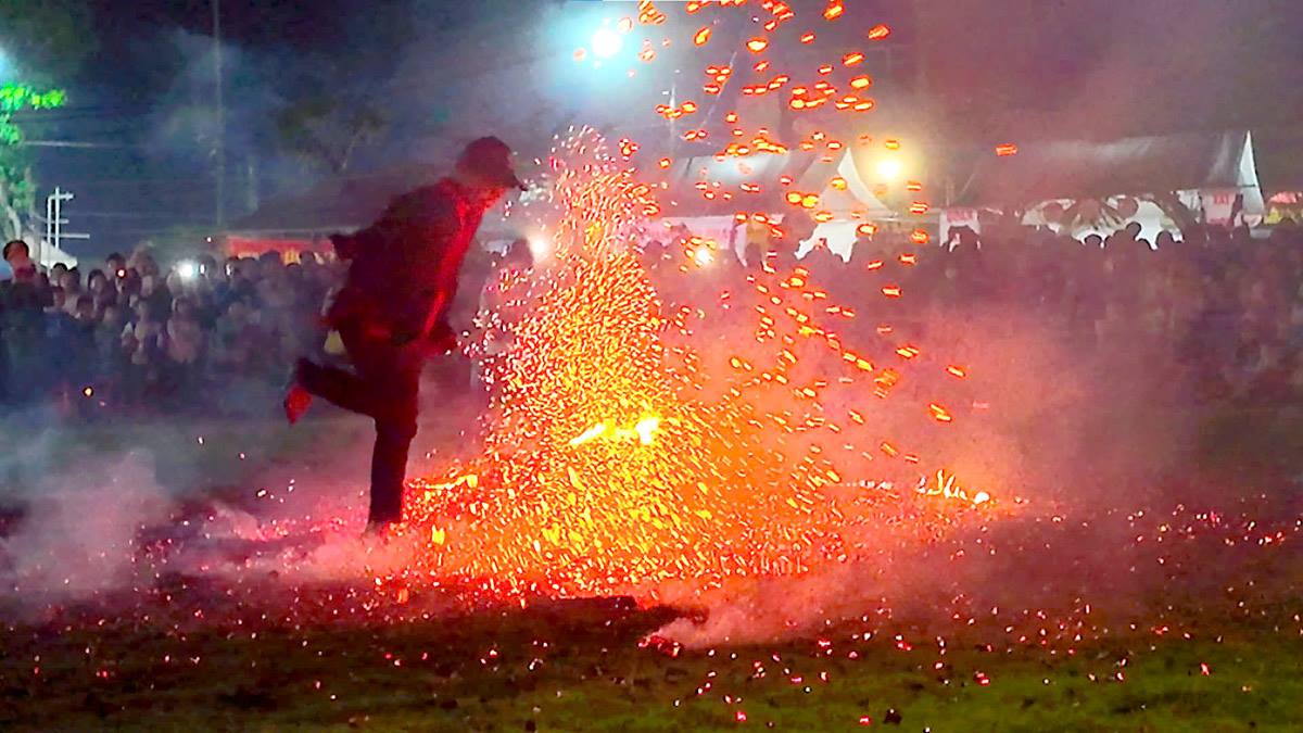 The mysterious fire dancing festival of the Pa Then people.