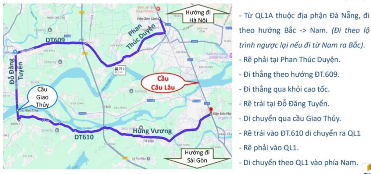 Traffic diversion plan for trucks under or equal to 5 tons, passenger cars under or equal to 30 seats (in photo: DT610 is now QL14H). Photo: TVTK Unit