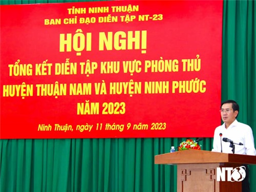 Summary of defense area drills in Thuan Nam and Ninh Phuoc districts