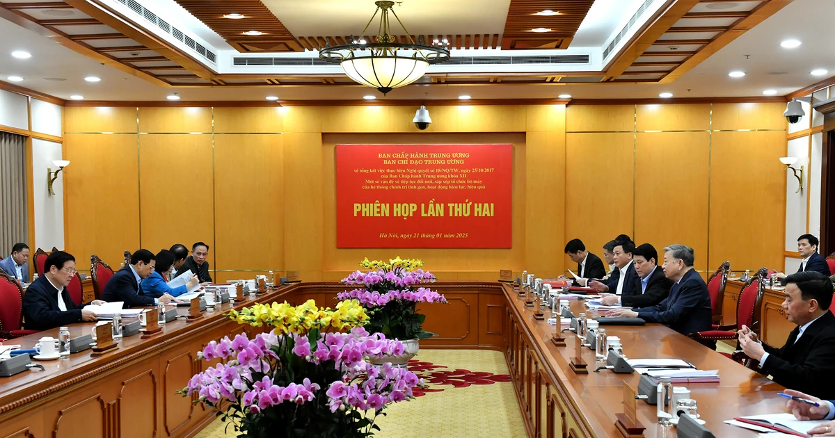 [Photo] General Secretary To Lam chairs the second meeting to review the implementation of Resolution No. 18-NQ/TW