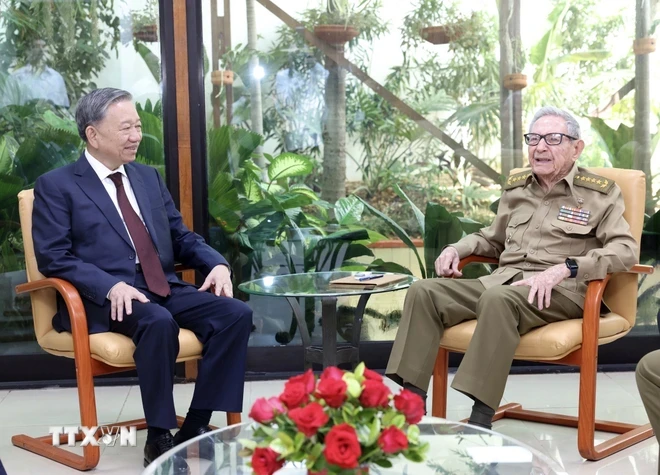 Generalsekretär und Präsident To Lam traf sich mit dem kubanischen Revolutionsführer General Raul Castro Ruz. (Foto: Lam Khanh/VNA)