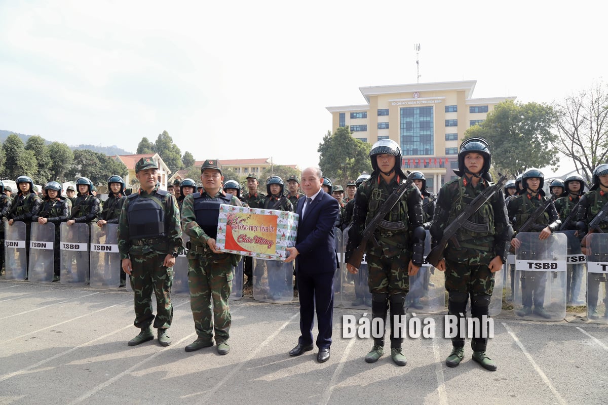 Chairman of the Provincial People's Committee Bui Duc Hinh visited and wished Happy New Year to units on duty during Tet.