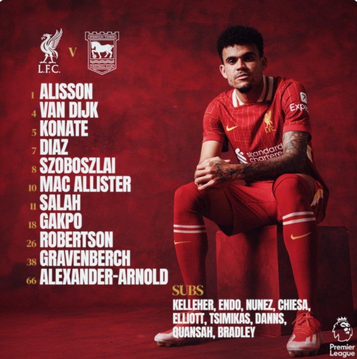 Liverpool's starting lineup.