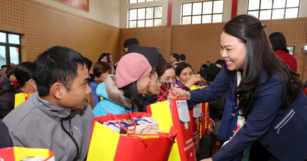 La vicepresidenta y secretaria general Nguyen Thi Thu Ha visitó la ciudad de Hoa Lu y entregó obsequios para el Tet