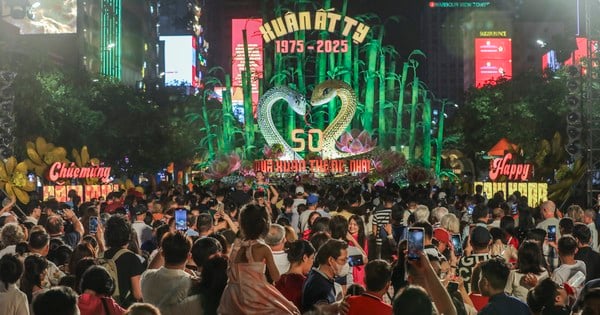 Un mar de gente acudió en masa a la calle de flores de Nguyen Hue el día de la inauguración