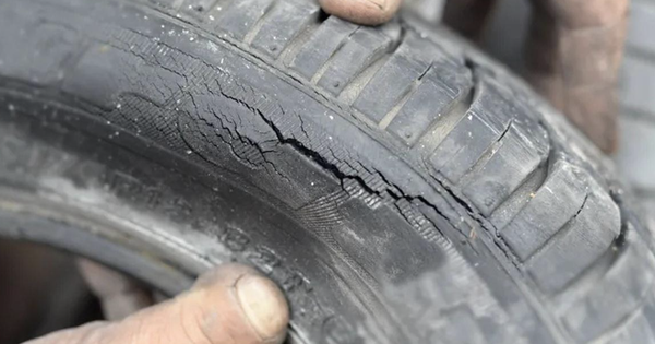 Can a car with a cracked tire be inspected?