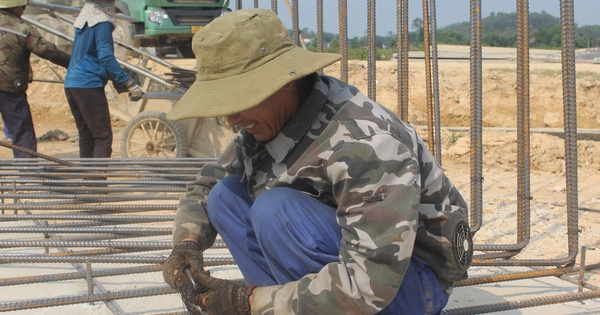 Tet holiday on highway construction site