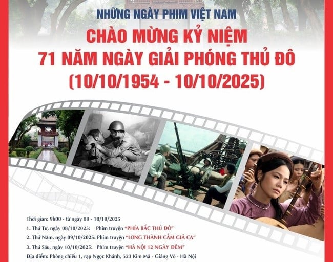 វិទ្យាស្ថានភាពយន្តវៀតណាមរៀបចំការបញ្ចាំងភាពយន្តដោយឥតគិតថ្លៃ ដើម្បីអបអរសាទរខួបលើកទី 71 នៃទិវារំដោះរាជធានី