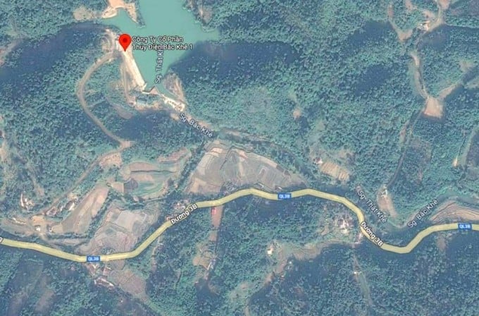 Chấm đỏ là vị trí Thủy điện Bắc Khê 1.