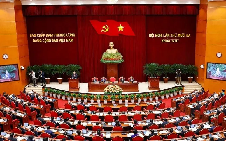 Quang cảnh phiên khai mạc Hội nghị lần thứ 13, Ban Chấp hành Trung ương Đảng khoá XIII. (Ảnh: TTXVN)