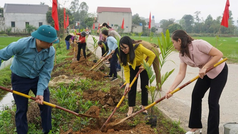 ອຳນາດ​ການ​ປົກຄອງ ​ແລະ ປະຊາຊົນ​ຕາ​ແສງ ດົ່ງ​ທາ​ຍ (ນິງບິ່ງ) ປູກ​ຕົ້ນ​ໄມ້, ສ້າງ​ທິວ​ທັດ​ຊົນນະບົດ​ທີ່​ຂຽວ​ອຸ່ມ​ທຸ່ມ, ສະອາດ, ສວຍ​ງາມ.