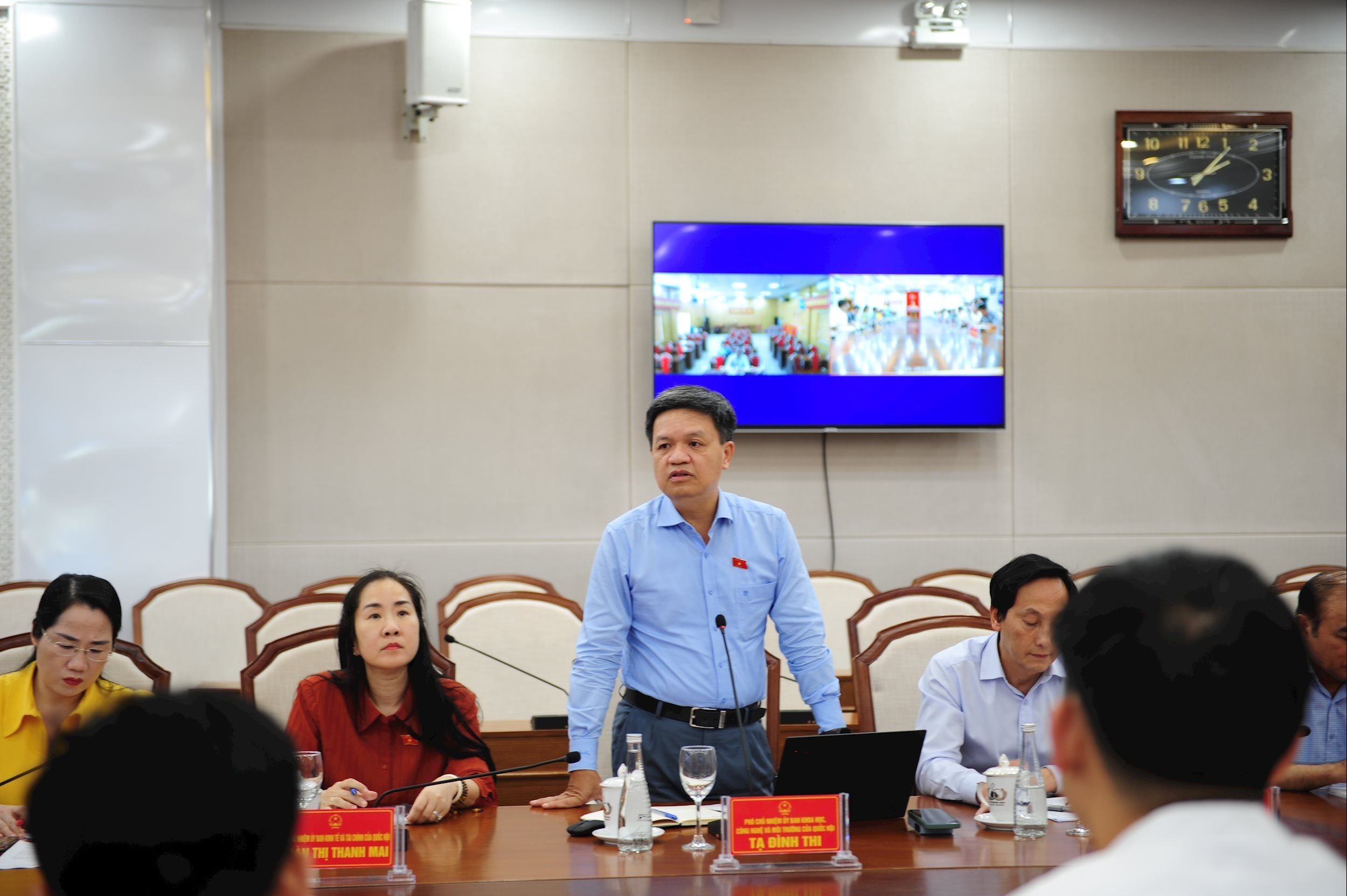 Vice Chairman of the Committee for Science, Technology and Environment Ta Dinh Thi speaks