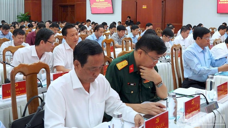 Delegates attending the conference to review 8 years of implementing Resolution No. 18-NQ/TW of the Central Executive Committee.