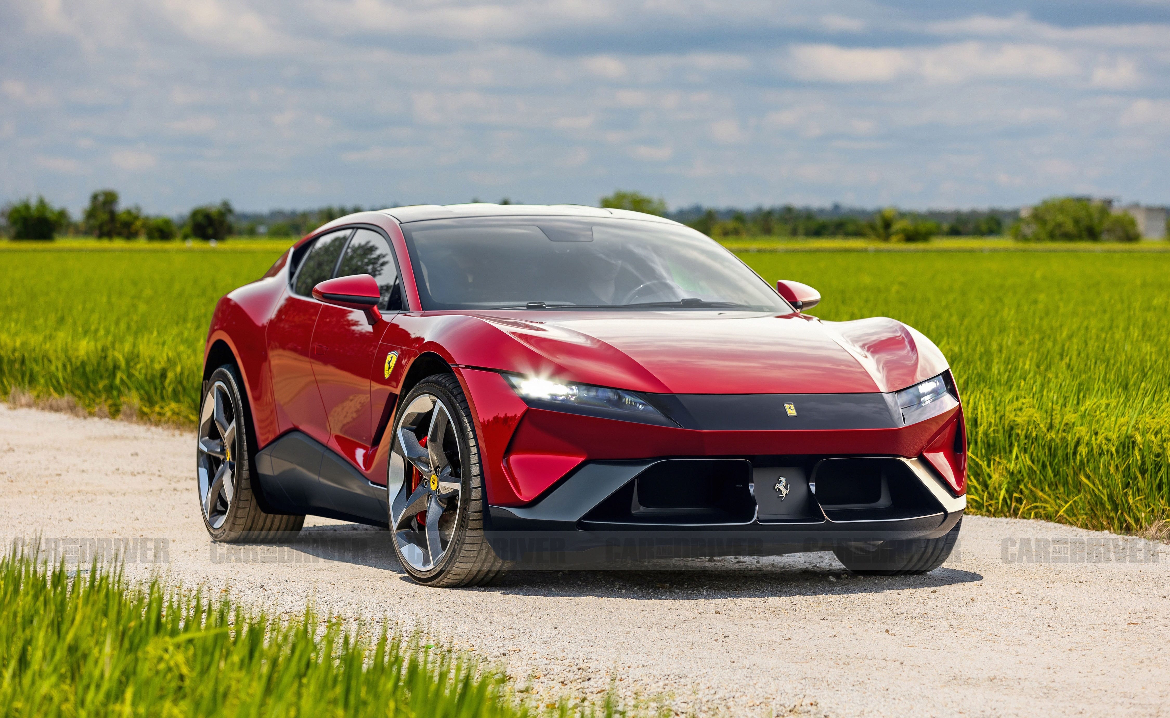 Hình minh họa Ferrari EV thế hệ mới, kiểu thân xe chưa được công bố