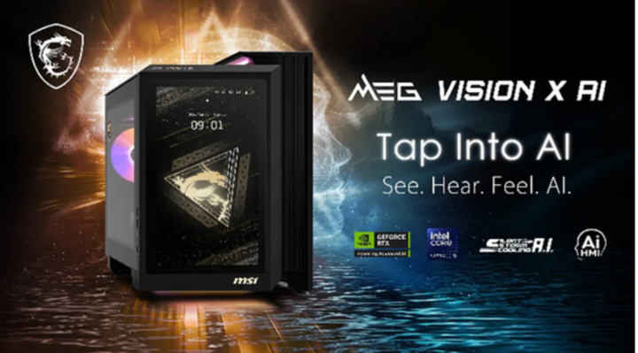 MEG Vision X AI Desktop៖ ត្រូវបានរចនាឡើងសម្រាប់ដំណើរការអតិបរមា ប្រព័ន្ធនេះមានអេក្រង់ AI HMI touchscreen តម្រង់ទិសទំហំ 13 អ៊ីង ដែលផ្តល់នូវបទពិសោធន៍គ្រប់គ្រងដោយវិចារណញាណ និងចំណុចប្រទាក់ EZ Mode ដ៏សាមញ្ញ និងងាយស្រួលប្រើ។ នៅខាងក្នុងផលិតផលគឺថាមពលនៃខួរក្បាល Intel ជំនាន់ថ្មី រួមបញ្ចូលគ្នាជាមួយក្រាហ្វិក NVIDIA GeForce RTX 50 Series បច្ចេកវិទ្យា Silent Storm Cooling AI ដើម្បីរក្សាសីតុណ្ហភាពមានស្ថេរភាព និងដំណើរការល្អបំផុត។