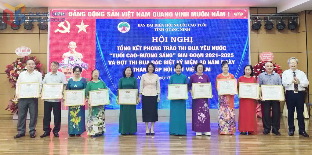 Ban Đại diện Hội NCT tỉnh biểu dương, trao Bằng khen của Trung ương Hội NCT Việt Nam cho các tập thể và cá nhân có thành tích xuất sắc trong phong trào thi đua “Tuổi cao - Gương sáng” giai đoạn 2021- 2025.