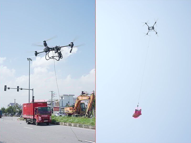 Viettel setzt Drohnen ein, um Flutopfern in Thai Nguyen zu helfen -0